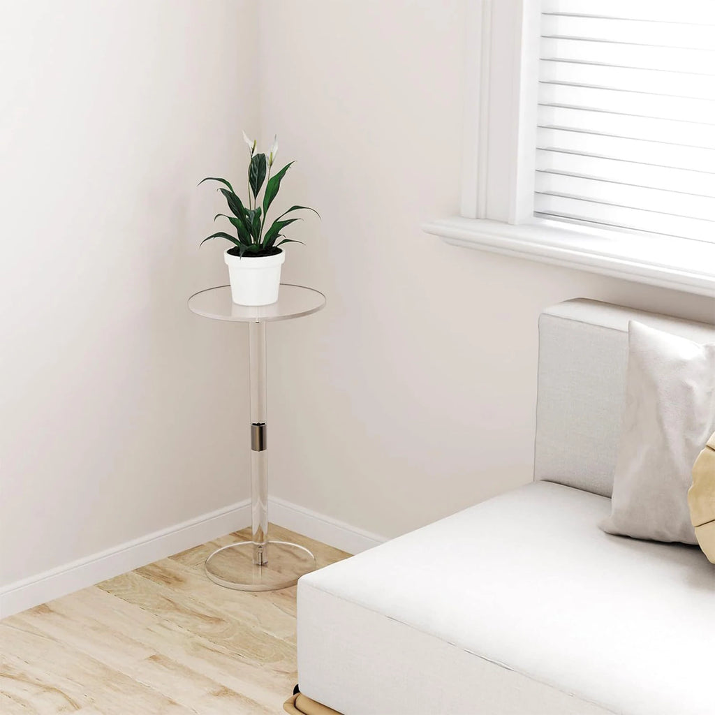 Compact Acrylic Living Room Side Table for Snacks, Phones & Drinks