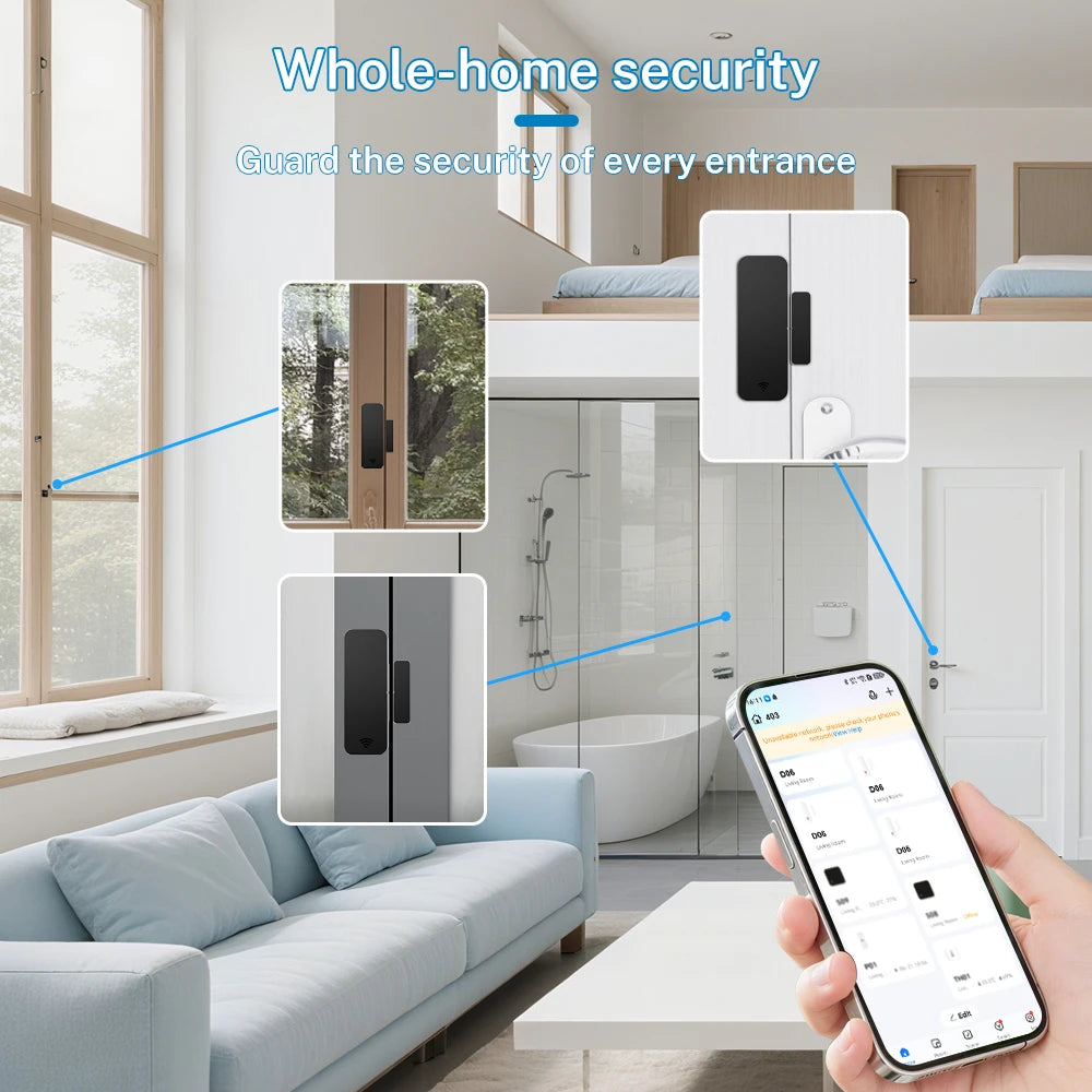 Tuya Zigbee WiFi Door/Window Sensor – Smart Alarm with Alexa & Google Home