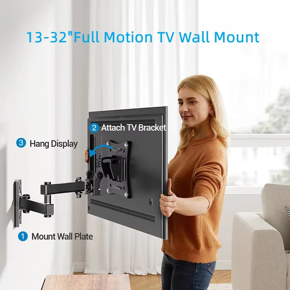 Articulating Arm Wall Mount Bracket for 10–32 Inch Flat & Curved TVs