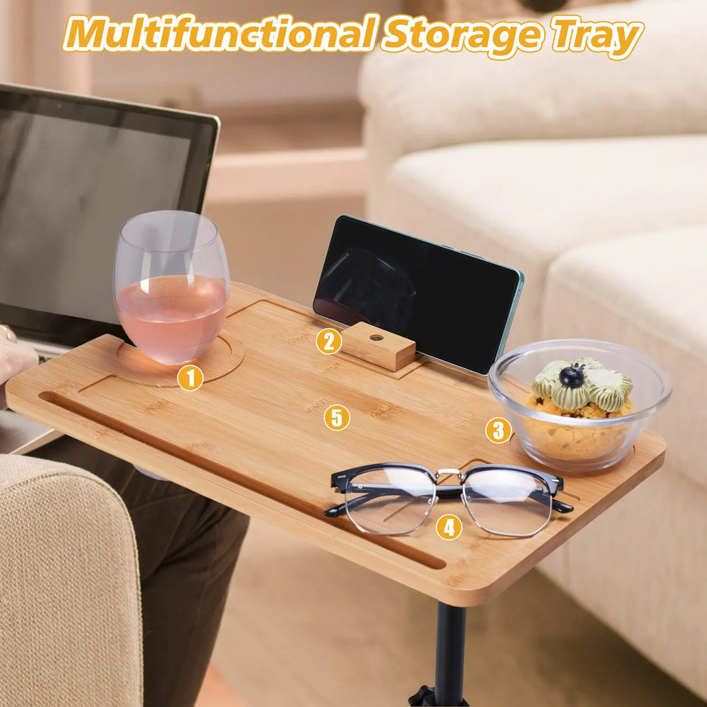 Clearance Adjustable Height Wooden Snack Table – Sofa Side & Narrow Couch Table