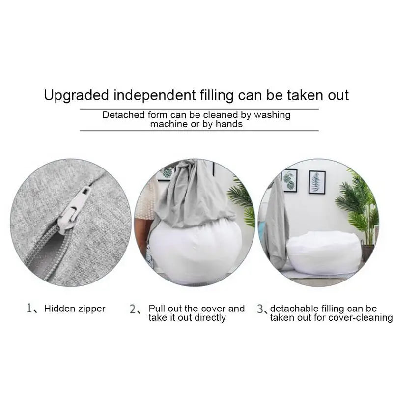Removable Bean Bag Sofa Cover – Tatami Lounger Chair & Bed Pouf for Living Room