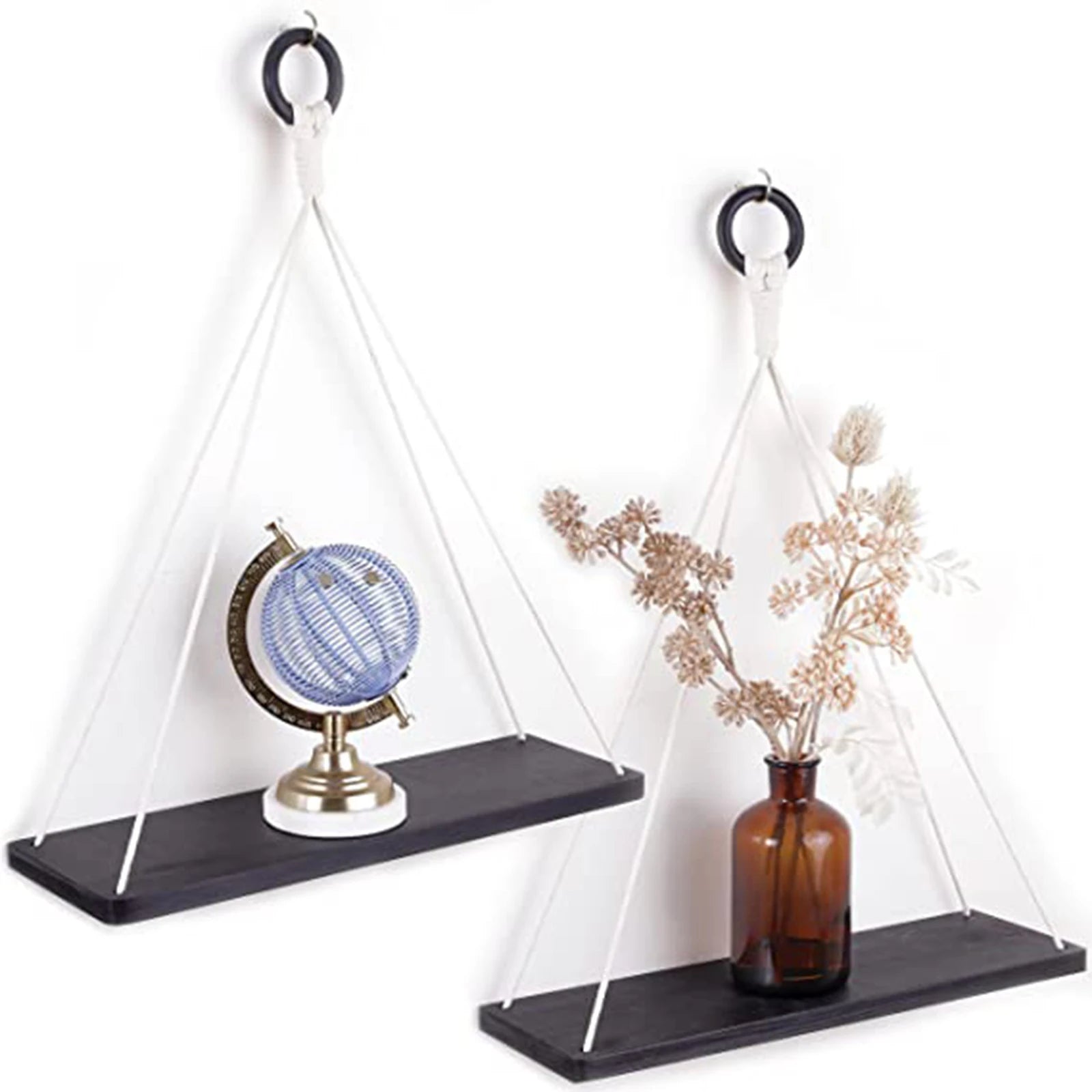 Hanging Shelves for Wall - 1PC Boho Shelf Decor - Macrame Hanging Shelf for Plants - Floating, Rope Bookshelves