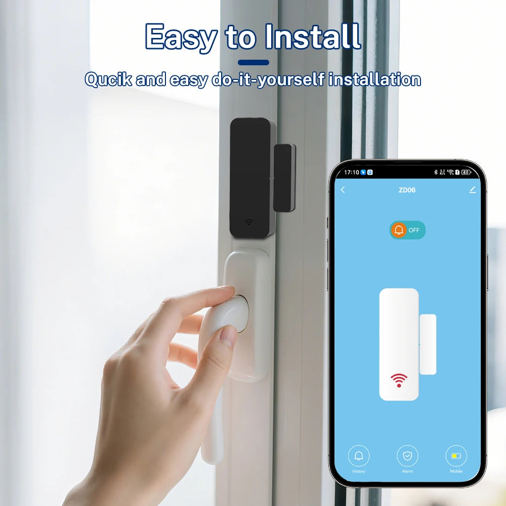 Tuya Zigbee WiFi Door/Window Sensor – Smart Alarm with Alexa & Google Home