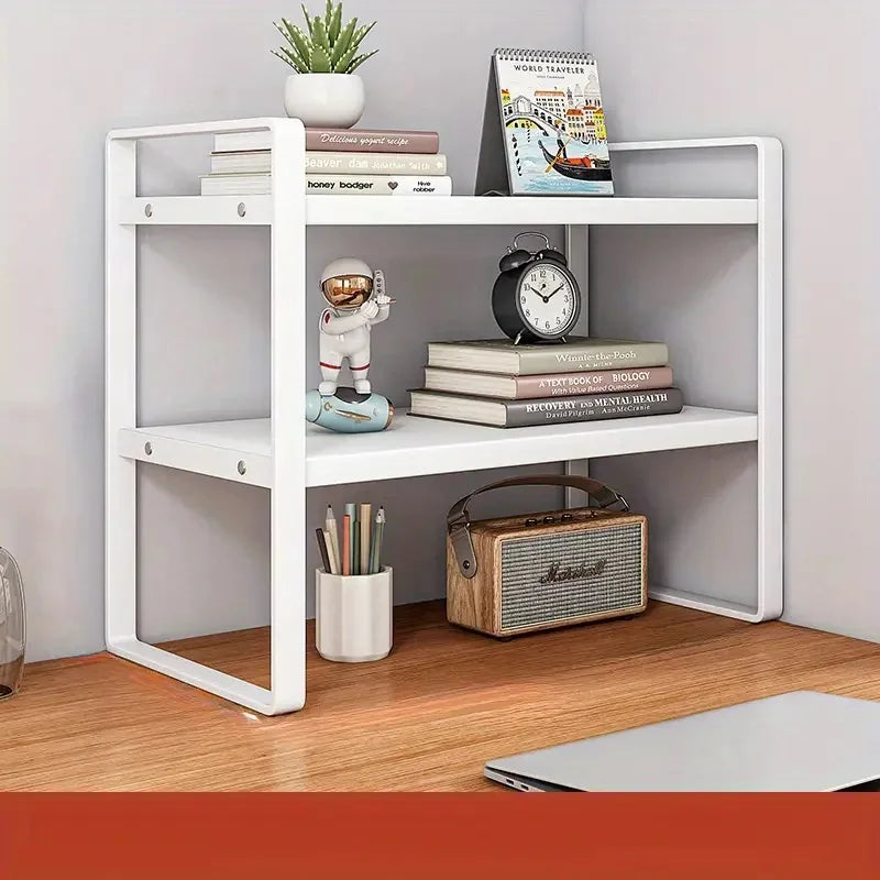 Compact Desktop Bookshelf & Tiered Cabinet Rack for Study, Office & Home Storage