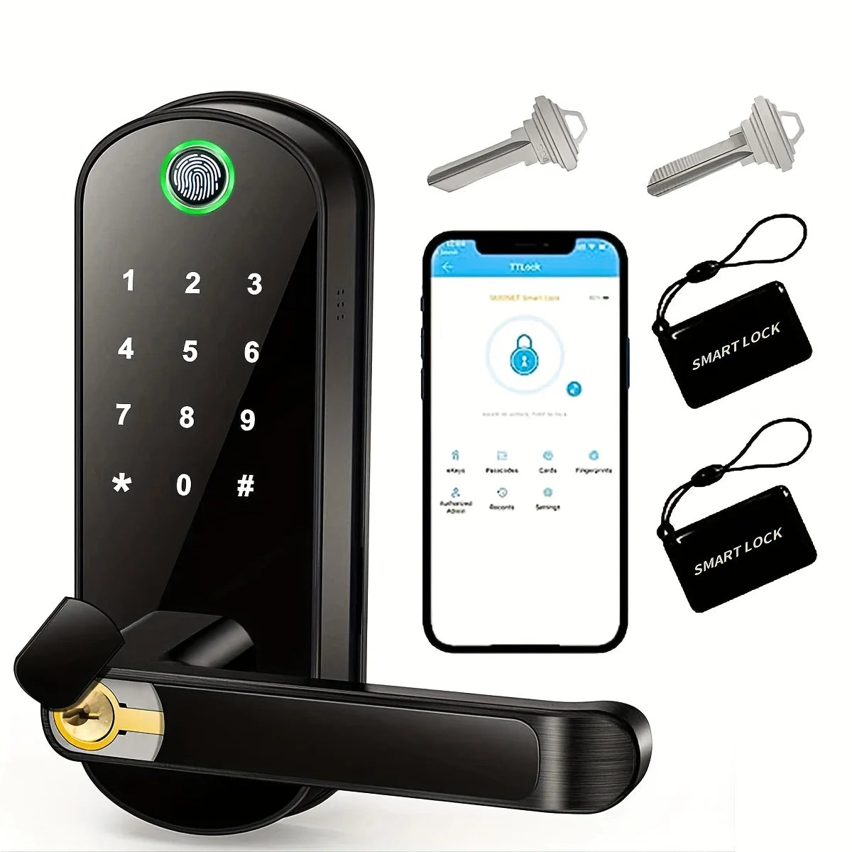 Smart WiFi Fingerprint Door Lock – NFC, Touchscreen & Waterproof Design