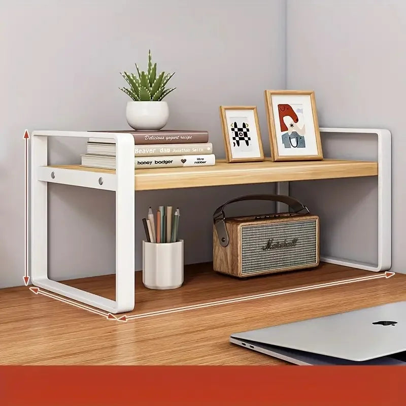 Compact Desktop Bookshelf & Tiered Cabinet Rack for Study, Office & Home Storage