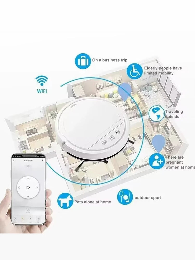 App Controlled Smart Robot Vacuum – Automatic Recharge & 3 in 1 Cleaning