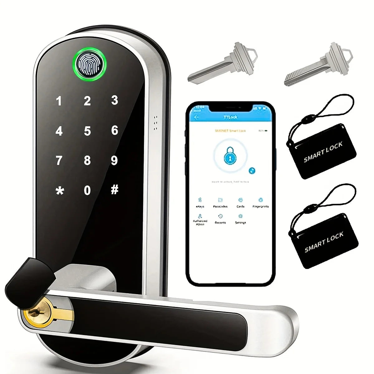 Smart WiFi Fingerprint Door Lock – NFC, Touchscreen & Waterproof Design