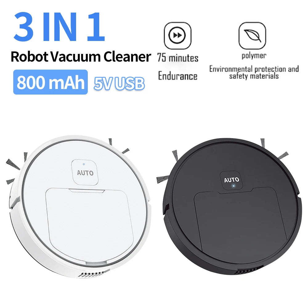 USB Rechargeable Robot Vacuum – 1000Pa Suction, Mop & Sweep Combo