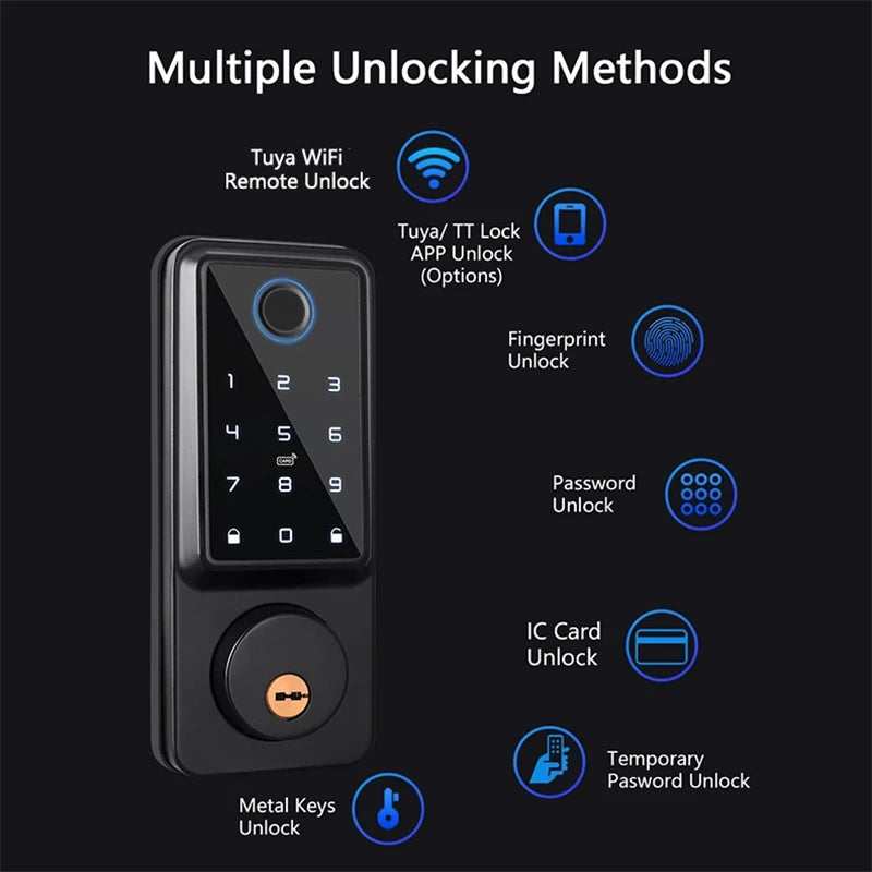 Tuya WiFi Smart Deadbolt – Fingerprint, Code & Keyless Entry