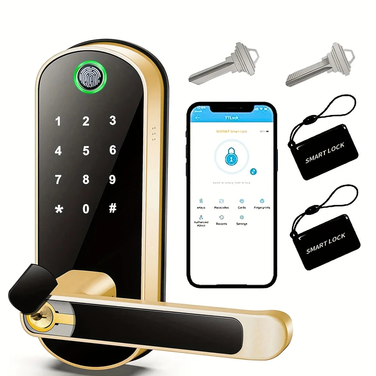 Smart WiFi Fingerprint Door Lock – NFC, Touchscreen & Waterproof Design