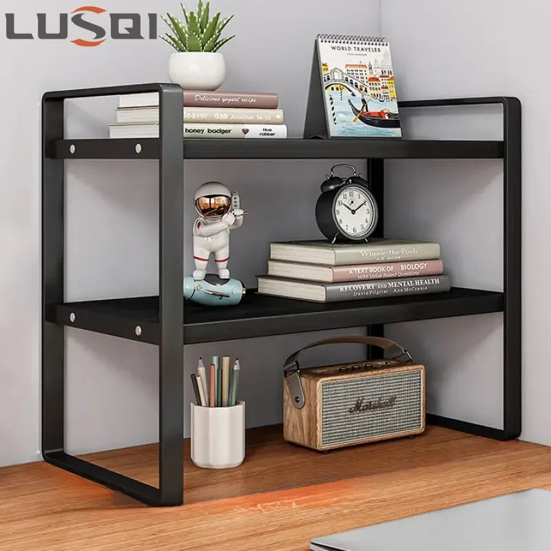 Compact Desktop Bookshelf & Tiered Cabinet Rack for Study, Office & Home Storage